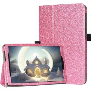 Caweet Case for TCL Tab 8 LE (Model: 9137W) 2023 Release, (𝐍𝐨𝐭 𝐅𝐢𝐭 𝐓𝐂𝐋 𝐓𝐚𝐛 𝟖 𝐌𝐨𝐝𝐞𝐥: 𝟗𝟎𝟑𝟖𝐒), Premium Leather Stand Cover with Magnetic Closure, Glitter Pink in Kuwait
