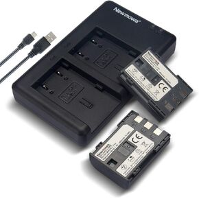Newmowa NB-2L Battery (2 Pack) and Dual USB Charger Kit for Canon NB-2L NB-2LH BP-2L5 BP-2LH and Canon DC301 DC310 DC320 DC330 DC410 DC420 Elura 40 50 60 65 70 80 85 90 EOS 350D 400D in Kuwait