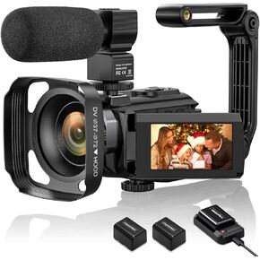 DuaFcoh 4K Video Camera Camcorder 48MP Vlogging Camera for YouTube WiFi Digital Camera 16X Digital Zoom IR Night Shot Camcorder with Microphone, Stabilizer, Lens Hood, Batteries in Kuwait