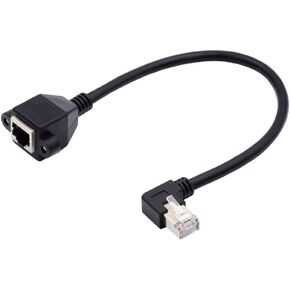 NFHK Left Angled 90 Degree 8P8C FTP STP UTP Cat6 Male to Female LAN Ethernet Network Extension Cable with Panel Mount Holes