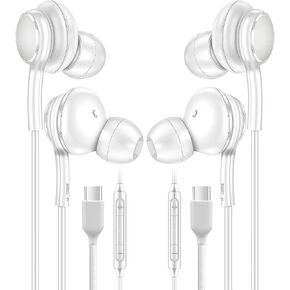 USB C Headphones for iPhone 15 Pro Max USB Type C Wired Earbuds Noise Canceling in-Ear Headset with Microphone for iPad Pro Samsung Galaxy S23 S22 Ultra S21 FE Z Flip 4 Pixel 5 4a 3a Oneplus, 2 Pack in Saudi Arabia
