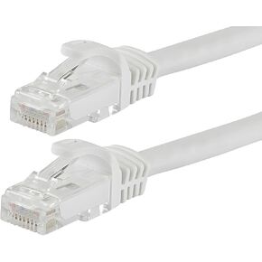 Monoprice - 111306 Flexboot Cat5e Ethernet Patch Cable - سلك إنترنت الشبكة - RJ45، مجدولة، 350 ميجا هرتز، UTP، سلك نحاسي عاري نقي، 24AWG، 2 قدم، أبيض in Kuwait