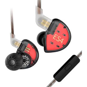 KZ ES4 Hybrid 1ba 1dd IEM Earphones, HiFi Stereo Sound Wired Earbuds with Balanced Armature Dynamic Driver & Detachable Cable Noise Isolating Headset Headphones for Sports (Green Without Mic)