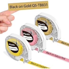 استبدال شريط الملصقات P12 لصانع الملصقات DYMO LetraTag يعيد تعبئة شريط الملصقات البلاستيكي الملون 12 مم × 4 متر (1/2 بوصة × 13 بوصة) لصانع الملصقات Dymo LetraTag 200B LT100H Plus LT-100T Phomemo P12 & P12 Pro، 3 عبوات