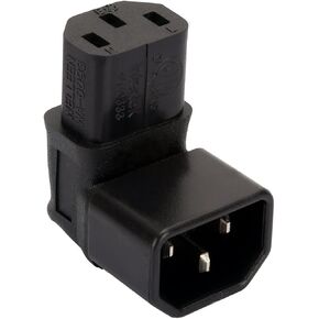 IEC 320 C14 to C13 Power Adapter PDU Plug/Socket Down 90 Degree Wall-Mounted LCD TV AC Connector IEC 3Pole Male to Female 90Degree Down Angle AC Converter