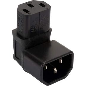 Vellcon [3Pack] IEC 320 C14 إلى C13 محول تيار متردد بزاوية قائمة، IEC 3 أقطاب ذكر إلى أنثى 90 درجة محول تيار متردد بزاوية سفلية، C14 إلى C13 محول تيار متردد بزاوية سفلية رأسية، لون أسود in Kuwait