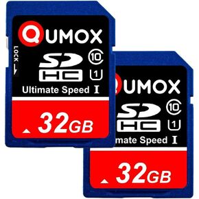 QUMOX 2X 32GB SD HC 32 GB SDHC Class 10 UHS-I بطاقة ذاكرة رقمية آمنة عالية السرعة كتابة 40MB/S سرعة قراءة تصل إلى 80MB/S in Kuwait