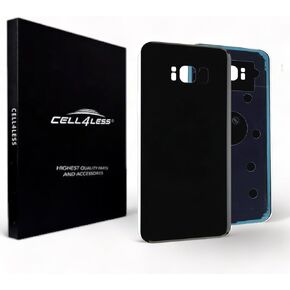 CELL4LESS Replacement Back Glass Cover Back Battery Door w/Pre-Installed Adhesive for Samsung Galaxy S8 Plus OEM - All Models G955 All Carriers- 2 Logo - OEM Replacement (Midnight Black) in Kuwait