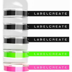 5 عبوات من شريط ملصقات النقش المتوافق مع صانع ملصقات النقش Dymo 3/8، ملصقات بلاستيكية ذاتية اللصق ثلاثية الأبعاد متوافقة مع Dymo Organizer Xpress، (أبيض على أسود/ذهبي) in Kuwait