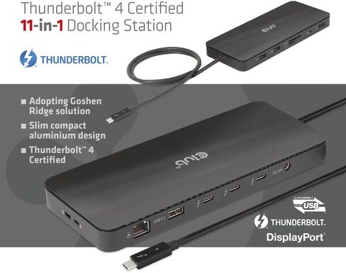 محطة إرساء Club 3D CSV-1581 Thunderbolt 4 11-1 من Intel معتمدة لفيديو مزدوج 4K أو قارئ بطاقة SD فردي 8K 30 هرتز 96 وات in Kuwait