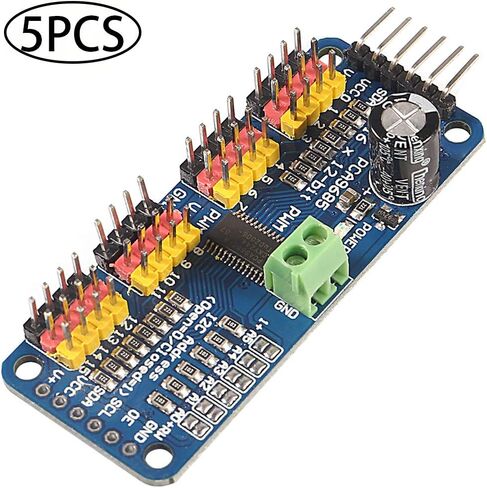 اي او اي سي ار اي اي 5 قطع PCA9685 16 قناة PWM محرك سيرفو PCA9685 وحدة IIC 12 بت، للروبوت أو وحدة درع راسبيري بي اي in Kuwait