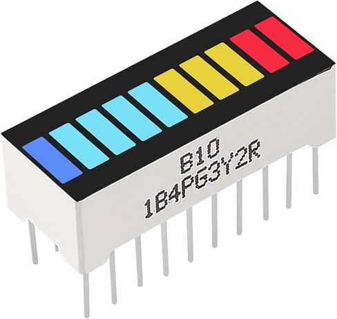 AITRIP 10PCS 10 قطعة LED عرض الرسم البياني مع 4 ألوان (2xSuper Red+3xYellow+4xSuper Green+1xBlue) رسم بياني شريطي LED واحد لـ Arduino وDIY in Kuwait