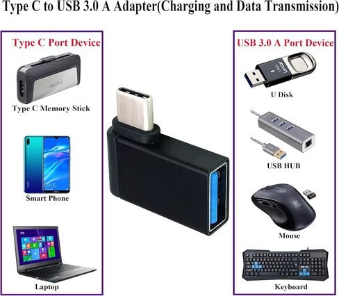 AAOTOKK Type C to USB A Adapter USB Type C Female to USB Male OTG Adapter for Laptops, Power Banks and More USB A Ports Devices, Support Data Sync and Charging (2 Packs-Black F/M) in Saudi Arabia