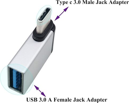 AAOTOKK Type C to USB A Adapter USB Type C Female to USB Male OTG Adapter for Laptops, Power Banks and More USB A Ports Devices, Support Data Sync and Charging (2 Packs-Black F/M) in Saudi Arabia