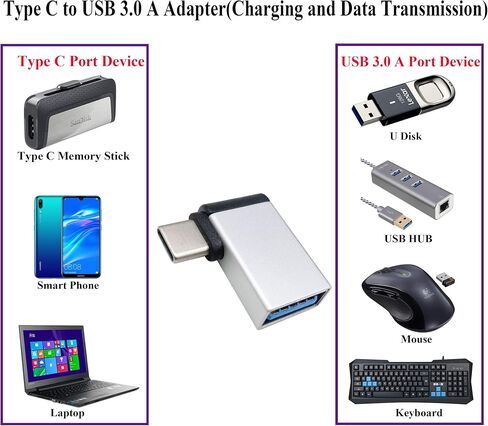 AAOTOKK Type C to USB A Adapter USB Type C Female to USB Male OTG Adapter for Laptops, Power Banks and More USB A Ports Devices, Support Data Sync and Charging (2 Packs-Black F/M) in Saudi Arabia