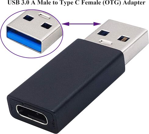محول AAOTOKK من النوع C إلى USB A محول USB من النوع C أنثى إلى USB ذكر OTG لأجهزة الكمبيوتر المحمولة وبنوك الطاقة والمزيد من أجهزة منافذ USB A، يدعم مزامنة البيانات والشحن (عبوتان-أسود F/M) in Kuwait