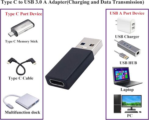 محول AAOTOKK من النوع C إلى USB A محول USB من النوع C أنثى إلى USB ذكر OTG لأجهزة الكمبيوتر المحمولة وبنوك الطاقة والمزيد من أجهزة منافذ USB A، يدعم مزامنة البيانات والشحن (عبوتان-أسود F/M) in Kuwait