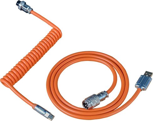 دبليو ال جي كيو كيبل مساحة كيبورد العاب ميكانيكي ملفوف مخصص من النوع C الى USB A مع موصل افياتور قابل للفصل، مناسب للتابلت/الجوال/اجهزة USB 2.0 الاخرى (برتقالي) in Kuwait