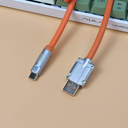 دبليو ال جي كيو كيبل مساحة كيبورد العاب ميكانيكي ملفوف مخصص من النوع C الى USB A مع موصل افياتور قابل للفصل، مناسب للتابلت/الجوال/اجهزة USB 2.0 الاخرى (برتقالي) in Kuwait