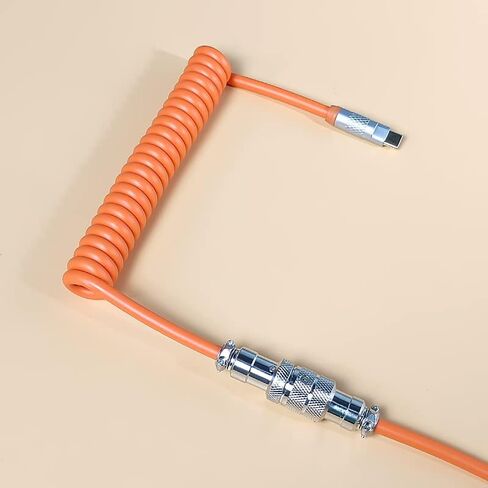دبليو ال جي كيو كيبل مساحة كيبورد العاب ميكانيكي ملفوف مخصص من النوع C الى USB A مع موصل افياتور قابل للفصل، مناسب للتابلت/الجوال/اجهزة USB 2.0 الاخرى (برتقالي) in Kuwait