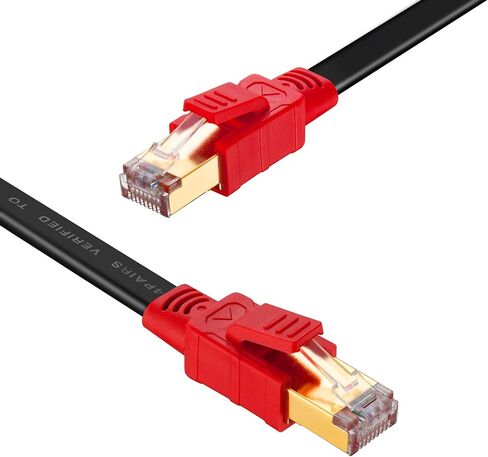 كابل إيثرنت Cat8 مسطح 40 قدم، كابل شبكة Mofa هرتز 26AWG Cat 8 LAN 40 جيجابت في الثانية 2000 ميجا هرتز عالي السرعة جيجابت احترافي ممتاز كابل إنترنت SFTP متوافق مع Cat7/Cat5/Cat5e/Cat6/Cat6e in Kuwait