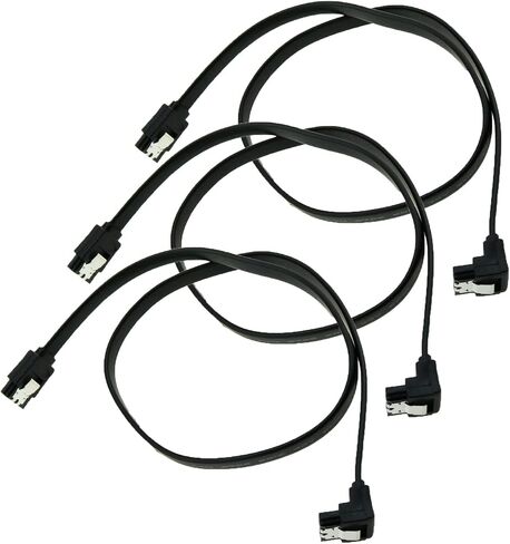 Heyous 3PCS 19 Inches 90 Degree Right Angle SATA Cable SATA Cable for SATA 3.0 SATA 3 Cables 6GB/S, Black in Saudi Arabia
