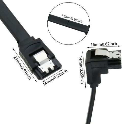 Heyous 3PCS 19 Inches 90 Degree Right Angle SATA Cable SATA Cable for SATA 3.0 SATA 3 Cables 6GB/S, Black in Saudi Arabia