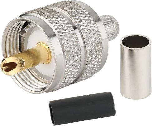 Whisary PL259 UHF موصل تجعيد ذكر لـ LMR400 RG8 RG213، PL-259 RG8U 9913 كابل محوري منخفض الخسارة متوافق مع راديو هام حزمة من 5 علامات تجارية in Saudi Arabia