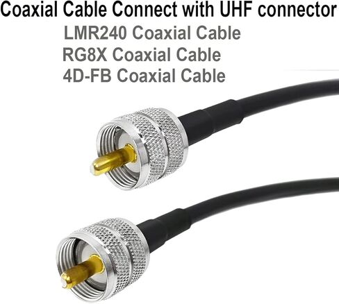 Whisary PL259 UHF موصل تجعيد ذكر لـ LMR400 RG8 RG213، PL-259 RG8U 9913 كابل محوري منخفض الخسارة متوافق مع راديو هام حزمة من 5 علامات تجارية in Saudi Arabia