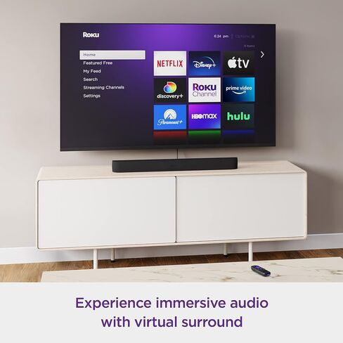 روكو ستريمبار برو | مشغل وسائط متدفق بدقة 4K/HD/HDR وصوت سينمائي، الكل في واحد، جهاز تحكم صوتي Roku مع مقبس سماعة الرأس للاستماع الخاص، وأزرار الاختصار الشخصية، وأدوات التحكم في التلفزيون (متجدد) in Saudi Arabia