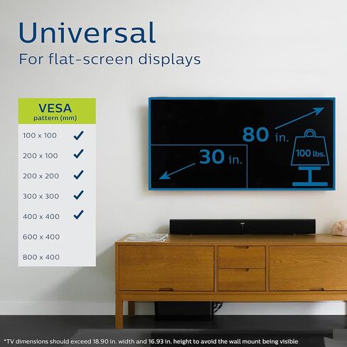 Philips Fixed TV Monitor Wall Mount Bracket for Most 17-55 Inch TVs in Saudi Arabia