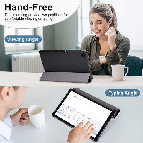 حافظة Caweet لجهاز TCL Tab 8 LE (الموديل: 9137W) إصدار 2023، (𝐍𝐨𝐭 𝐅𝐢𝐭 𝐓𝐂𝐋 𝐓𝐚𝐛 𝟖 𝐌𝐨𝐝𝐞𝐥: 𝟗𝟎𝟑 𝟖𝐒)، غطاء حامل من الجلد الفاخر مع إغلاق مغناطيسي، وردي لامع in Saudi Arabia