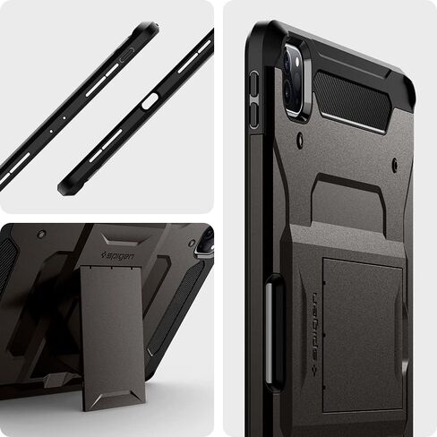 حافظة Spigen Tough Armor Pro مصممة لجهاز iPad Pro 11 بوصة M2 الجيل الرابع (2022) / الجيل الثالث (2021) / الجيل الثاني (2020) / الجيل الأول (2018) مع حامل قلم رصاص - أخضر عسكري in Kuwait
