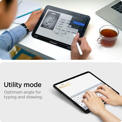 حافظة Spigen Tough Armor Pro مصممة لجهاز iPad Pro 11 بوصة M2 الجيل الرابع (2022) / الجيل الثالث (2021) / الجيل الثاني (2020) / الجيل الأول (2018) مع حامل قلم رصاص - أخضر عسكري in Kuwait