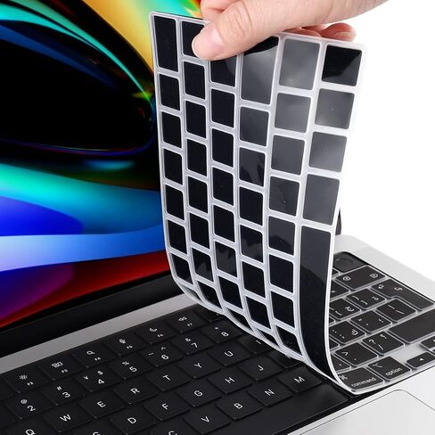 غطاء لوحة المفاتيح الأسود Batianda لجهاز MacBook Pro 16 بوصة وMacBook Pro 14 بوصة 2021 موديلات: A2485 A2442 مع شريحة M1 Pro / شريحة M1 Max واقي لوحة المفاتيح السيليكون الرفيع للغاية، الإصدار الأمريكي باللغة العربية in Saudi Arabia