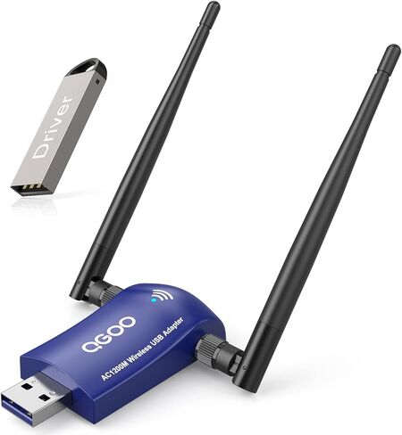 USB WiFi Adapter for PC, QGOO USB 3.0 AC1200 High Gain Dual 5dBi Antennas 802.11ac/a/b/g/n Dual Band 2.4GHz/300Mbps 5GHz/867Mbps for Windows 11/10(Lavender Blue) in Saudi Arabia
