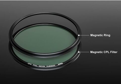 Kase 58mm Wolverine Magnetic Circular Polarizer Camera Lens Filter CPL with Lens Adapter Ring, Shockproof Tempered Optical Glass & HD Multi Coated Polarizing Filter in Saudi Arabia