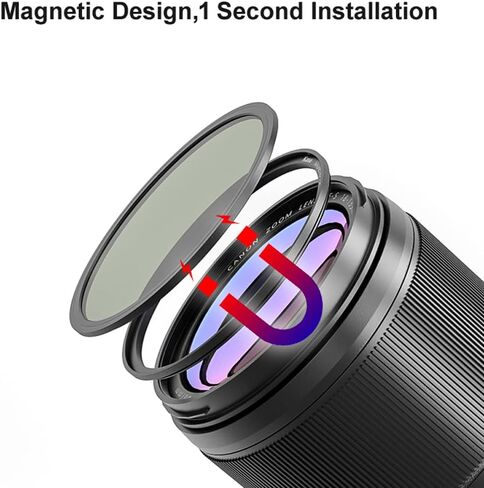 Kase 58mm Wolverine Magnetic Circular Polarizer Camera Lens Filter CPL with Lens Adapter Ring, Shockproof Tempered Optical Glass & HD Multi Coated Polarizing Filter in Saudi Arabia