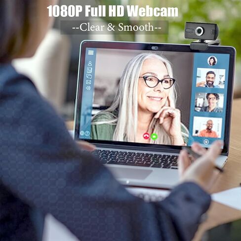 كاميرا ويب OHNIKU للكمبيوتر المحمول، كاميرا ويب بدقة 1080 بكسل عالية الدقة مع ميكروفون، زاوية واسعة 110 درجة، غطاء للخصوصية، كاميرا ويب USB لعقد المؤتمرات على سطح المكتب والبث المباشر والتسجيل (أسود) in Kuwait