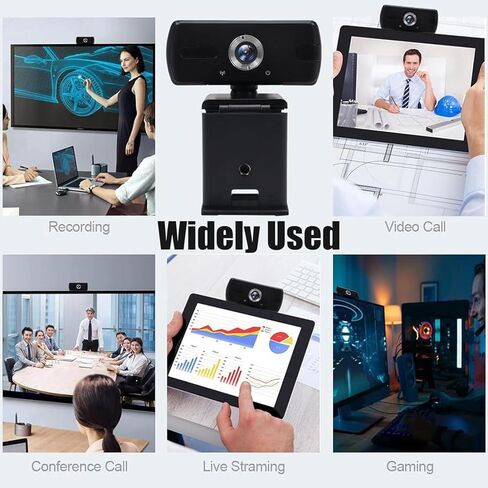 كاميرا ويب OHNIKU للكمبيوتر المحمول، كاميرا ويب بدقة 1080 بكسل عالية الدقة مع ميكروفون، زاوية واسعة 110 درجة، غطاء للخصوصية، كاميرا ويب USB لعقد المؤتمرات على سطح المكتب والبث المباشر والتسجيل (أسود) in Kuwait