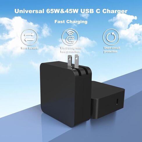 65W USB C Charger - USB C Laptop Computer Charger 65 watt Type C : for Lenovo/HP/Dell/Steam Stream Steak Deck/Asus/Samsung/Acer/MacBook pro or Smart Phones Universal USB-C Fast AC Adapter Power Cord in Kuwait