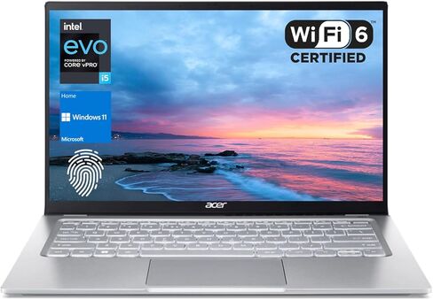 acer Swift 3 Intel Evo Ultra Thin & Light Laptop, 14" FHD Display, Intel Core i5-1240P Processor, 16GB RAM, 2TB SSD, Wi-Fi 6, Webcam, Windows 11 Home, Silver in Saudi Arabia
