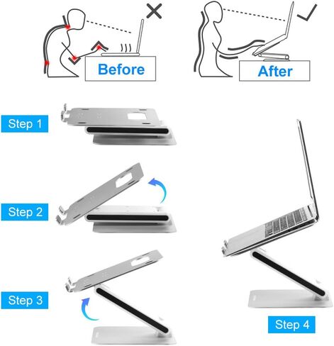 حامل كمبيوتر محمول من الألومنيوم من SKYZONAL بارتفاع قابل للتعديل للكمبيوتر المحمول وأجهزة الكمبيوتر المحمولة وأجهزة MacBook Ipad in Kuwait