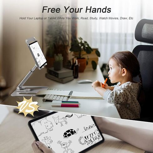 Lersyco Laptop Stand for Desk Adjustable Height, Metal Laptop Riser for Desk with 360°Rotation, Ergonomic Computer Holder for 10 to 17 Inches Silver in Saudi Arabia