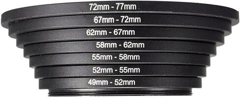 7Pcs Filter Ring Adapter Set, Aluminum Camera Lens Filter Ring Adapter Kit, Camera Professional Mini Step Up, Camera Accessories(49-52mm 52-55mm 55-58mm 58-62mm 62-67mm 67-72mm 72-77mm) in Kuwait