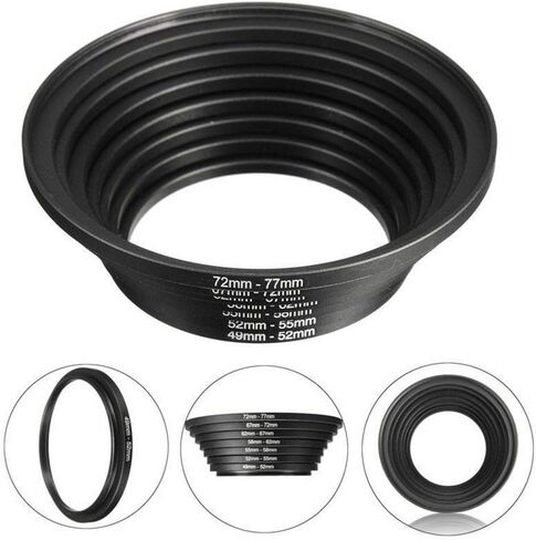 7Pcs Filter Ring Adapter Set, Aluminum Camera Lens Filter Ring Adapter Kit, Camera Professional Mini Step Up, Camera Accessories(49-52mm 52-55mm 55-58mm 58-62mm 62-67mm 67-72mm 72-77mm) in Kuwait