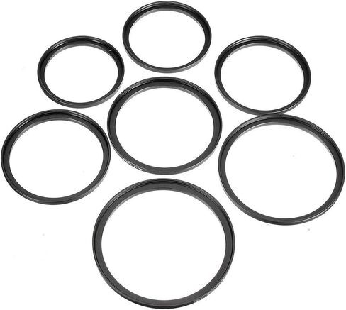 7Pcs Filter Ring Adapter Set, Aluminum Camera Lens Filter Ring Adapter Kit, Camera Professional Mini Step Up, Camera Accessories(49-52mm 52-55mm 55-58mm 58-62mm 62-67mm 67-72mm 72-77mm) in Kuwait