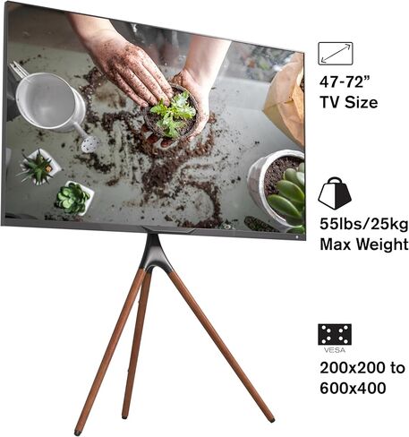 ProMounts Easel TV Stand with Tripod Base for 47-72inch LED LCD OLED Flat Screens, Height Adjustable TV Floor Stand w/Cable Ties, 180°Swivel Portable TV Mount Stand for Bedroom, Living Room, Studio in Kuwait