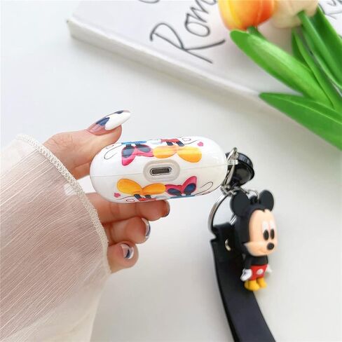 OINbxw لغطاء حافظة Airpods الجيل الثالث، حافظة AirPods 3 مخصصة مع سلسلة مفاتيح بحبل كرتوني لطيف بتصميم الرسوم المتحركة سلسلة AirpodS 3 حافظة للنساء والفتيات [مصباح LED أمامي مرئي] (ميكي) in Kuwait