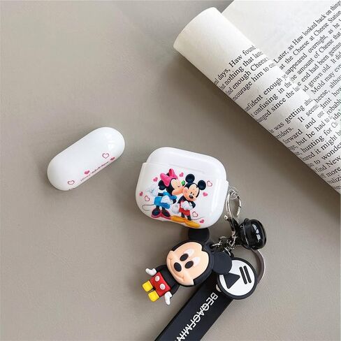 OINbxw لغطاء حافظة Airpods الجيل الثالث، حافظة AirPods 3 مخصصة مع سلسلة مفاتيح بحبل كرتوني لطيف بتصميم الرسوم المتحركة سلسلة AirpodS 3 حافظة للنساء والفتيات [مصباح LED أمامي مرئي] (ميكي) in Kuwait